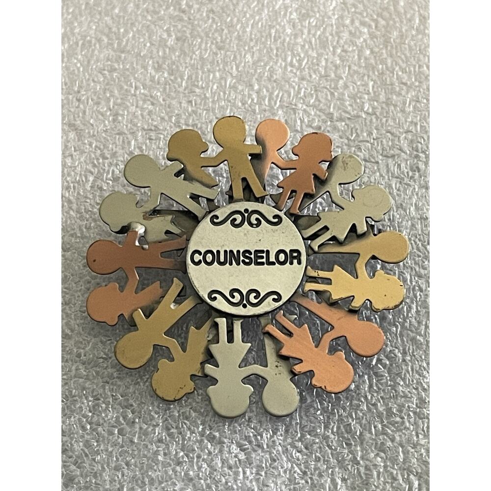 Vintage K&T School House Counselor Pin Brooch Mixed Metals Brass Copper Bronze